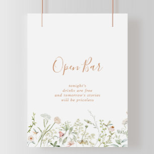 Herfst Garden Wildflower Wedding Open Bar Sign Poster