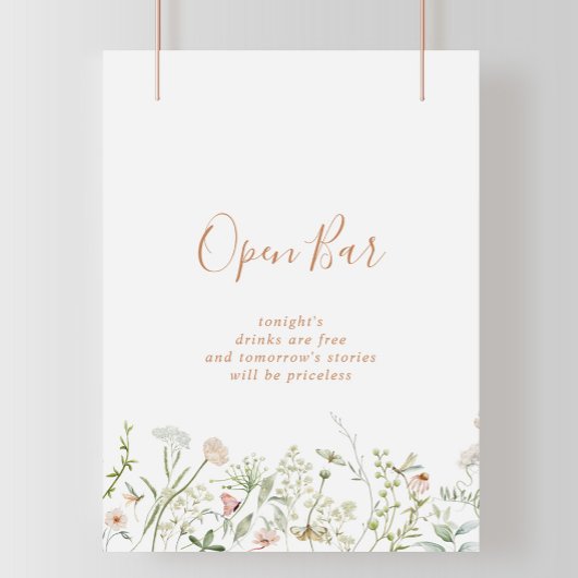 Herfst Garden Wildflower Wedding Open Bar Sign Poster