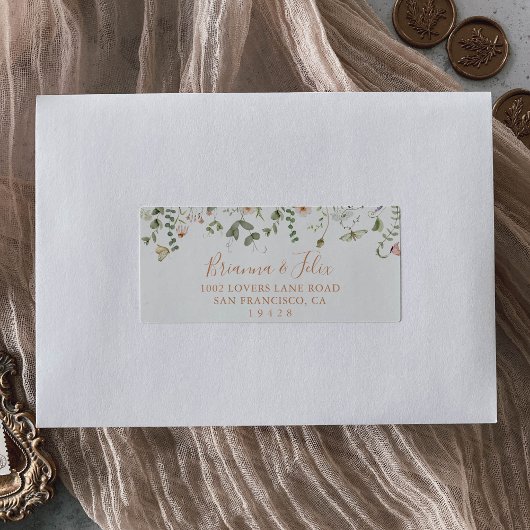 Herfst Garden Wildflower Wedding RSVP Adreslabel Etiket