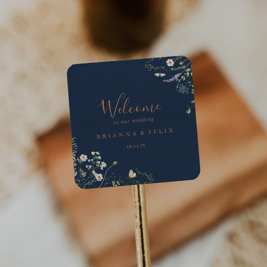 Herfst Garden Wildflower Wedding Welkom Vierkante Sticker