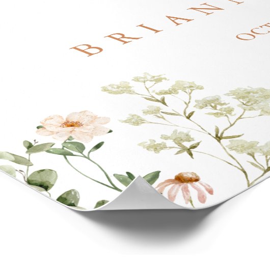 Herfst Garden Wildflower Wedding Welkomstbord Poster (Hoek)