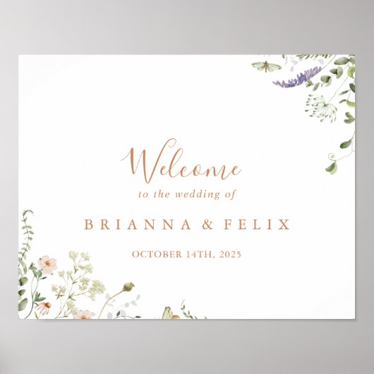 Herfst Garden Wildflower Wedding Welkomstbord Poster (Voorkant)