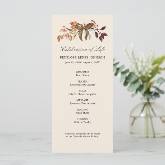 Herfst Garland - Programma voor de viering van het Programmakaart (Staand voorkant)