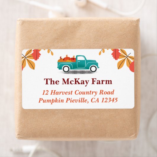 Herfst geacht Truck Return-adres Etiket (Insitu)