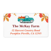 Herfst geacht Truck Return-adres Etiket (Voorkant)