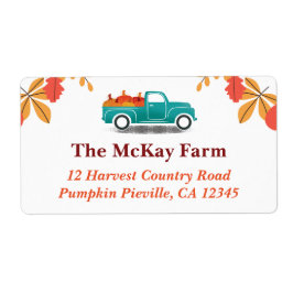 Herfst geacht  Truck Return-adres Etiket
