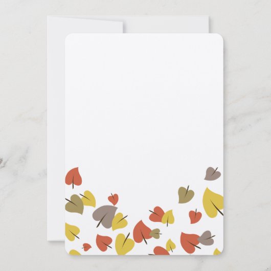 Herfst gebeeldhouwde boom en bladeren bruiloft uit kaart (Achterkant)