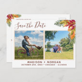 Herfst gebladerte aangepaste foto's opslaan van de aankondigingskaart (Voorkant / Achterkant)