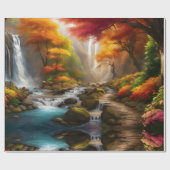 Herfst gebladerte bij de waterval cadeaupapier (Vlak)