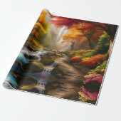 Herfst gebladerte bij de waterval cadeaupapier (Uitgerold)