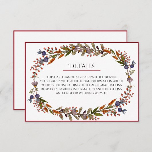 Herfst gebladerte bruiloft details Kaart (Voorkant / Achterkant)