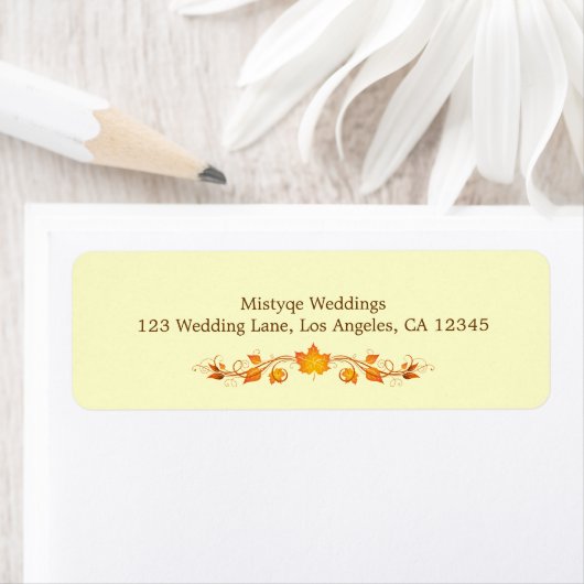 Herfst gebladerte bruiloft retour adres label (Insitu)