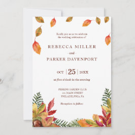 Herfst gebladerte bruiloft uitnodiging