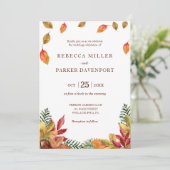 Herfst gebladerte bruiloft uitnodiging (Staand voorkant)