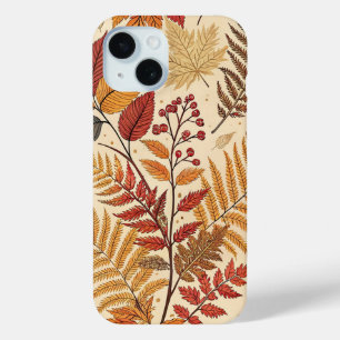Herfst gebladerte en bessen - warme aardse tonen iPhone 15 case