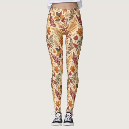 Herfst gebladerte en bessen - warme aardse tonen leggings (Voorkant)