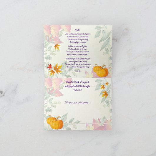 Herfst gebladerte en US Flag Brother Thanksgiving Feestdagen Kaart (Binnen)