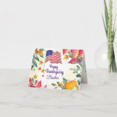 Herfst gebladerte en US Flag Brother Thanksgiving Feestdagen Kaart (Voorkant)