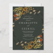 Herfst gebladerte gedroogde krans repetitie diner kaart (Voorkant)