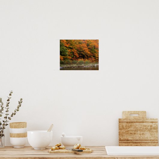 Herfst gebladerte grenzend aan River Orton Art Poster (Keuken)