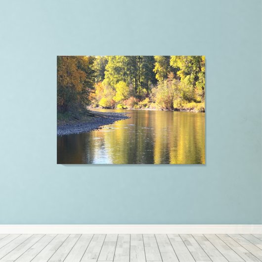 Herfst gebladerte rivierreflectie print (Insitu (Houten vloer))