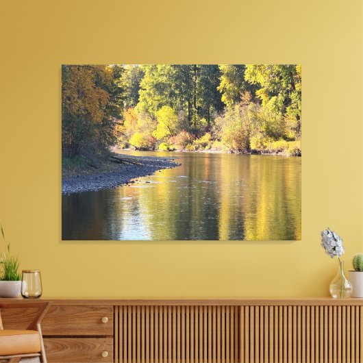 Herfst gebladerte rivierreflectie print (Insitu (Woonkamer))