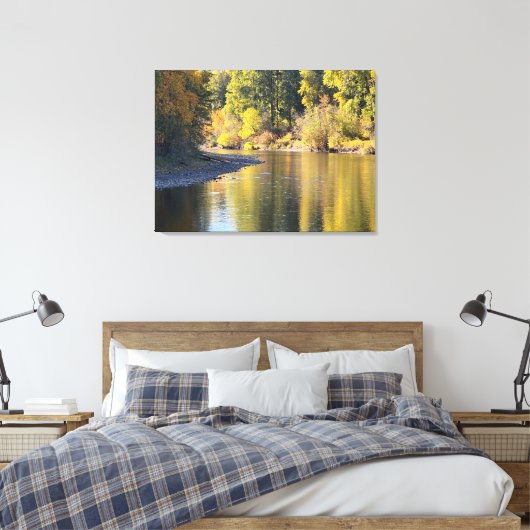 Herfst gebladerte rivierreflectie print (Insitu (Slaapkamer))