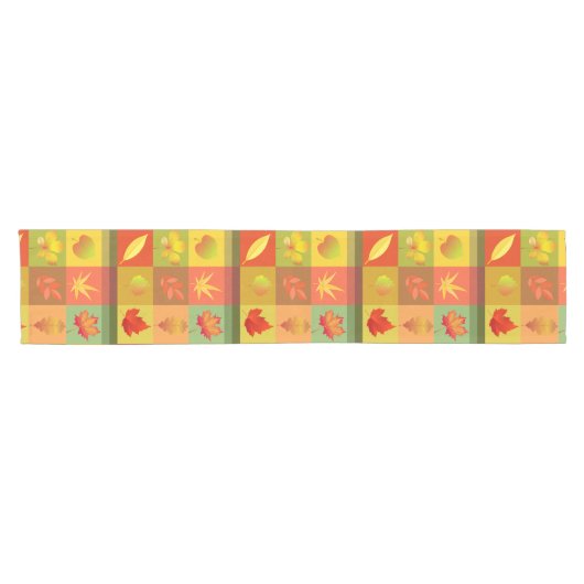 Herfst gebladerte schaakbord korte tafelloper (Horizontaal)