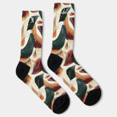 Herfst gebladerte Sokken in Crème, Bourgogne en Gr (Rechts)