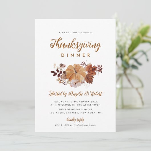 herfst gebladerte Thanksgiving diner Kaart (Staand voorkant)