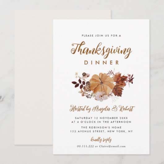 herfst gebladerte Thanksgiving diner Kaart (Voorkant / Achterkant)