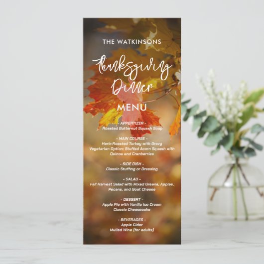 herfst gebladerte Thanksgiving menu (Staand voorkant)
