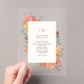Herfst gebladerte verlaat Herfst monogram bruiloft Acryl Uitnodigingen (Insitu (Draagbaar))