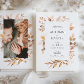 Herfst gebladerte 'verliefd worden' Foto Bruiloft Kaart