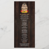 Herfst gebladerte wijnvat wijngaard bruiloft progr programmakaart (Achterkant)