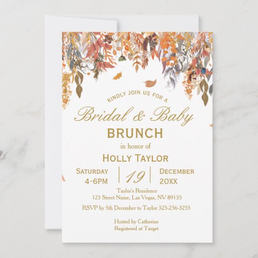 Herfst gecombineerd Baby shower en Vrijgezellenfee Kaart (Voorkant)