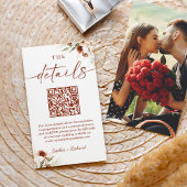 Herfst Gedroogde Bloemen Foto bruiloft Details QR  Informatiekaartje