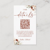 Herfst Gedroogde Bloemen Foto bruiloft Details QR  Informatiekaartje (Voorkant)