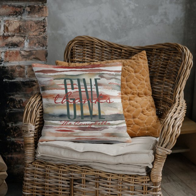 Herfst Geef Bedankt Gepersonaliseerde Naam Waterve Kussen (Creator heeft geüpload)