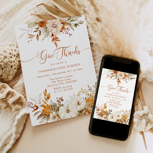 Herfst Geef Bedankt Thanksgiving Diner rustiek Kaart