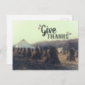 Herfst Geef Dank Retro Mais Maisstengel Oogst Briefkaart (Voorkant / Achterkant)