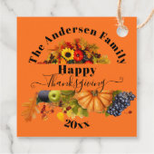 Herfst geeft bloemen en florage Happy Thanksgiving Bedankjes Labels (Achterkant)