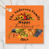 Herfst geeft bloemen en florage Happy Thanksgiving Bedankjes Labels (Voorkant)