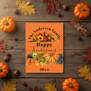 Herfst geeft bloemen en florage Happy Thanksgiving Briefkaart