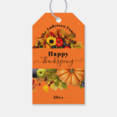 Herfst geeft bloemen en florage Happy Thanksgiving Cadeaulabel (Voorkant)