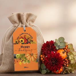 Herfst geeft bloemen en florage Happy Thanksgiving Cadeaulabel