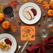 Herfst geeft bloemen en florage Happy Thanksgiving Kartonnen Onderzetters