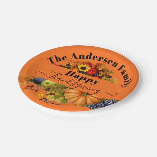 Herfst geeft bloemen en florage Happy Thanksgiving Papieren Bordje (Gekanteld)