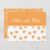 Herfst geel blad bruiloft met datum aankondigingskaart (Voorkant / Achterkant)