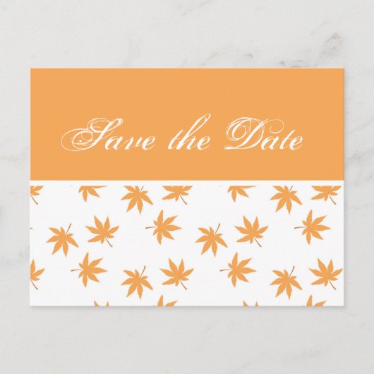 Herfst geel blad bruiloft met datum aankondigingskaart (Voorkant)